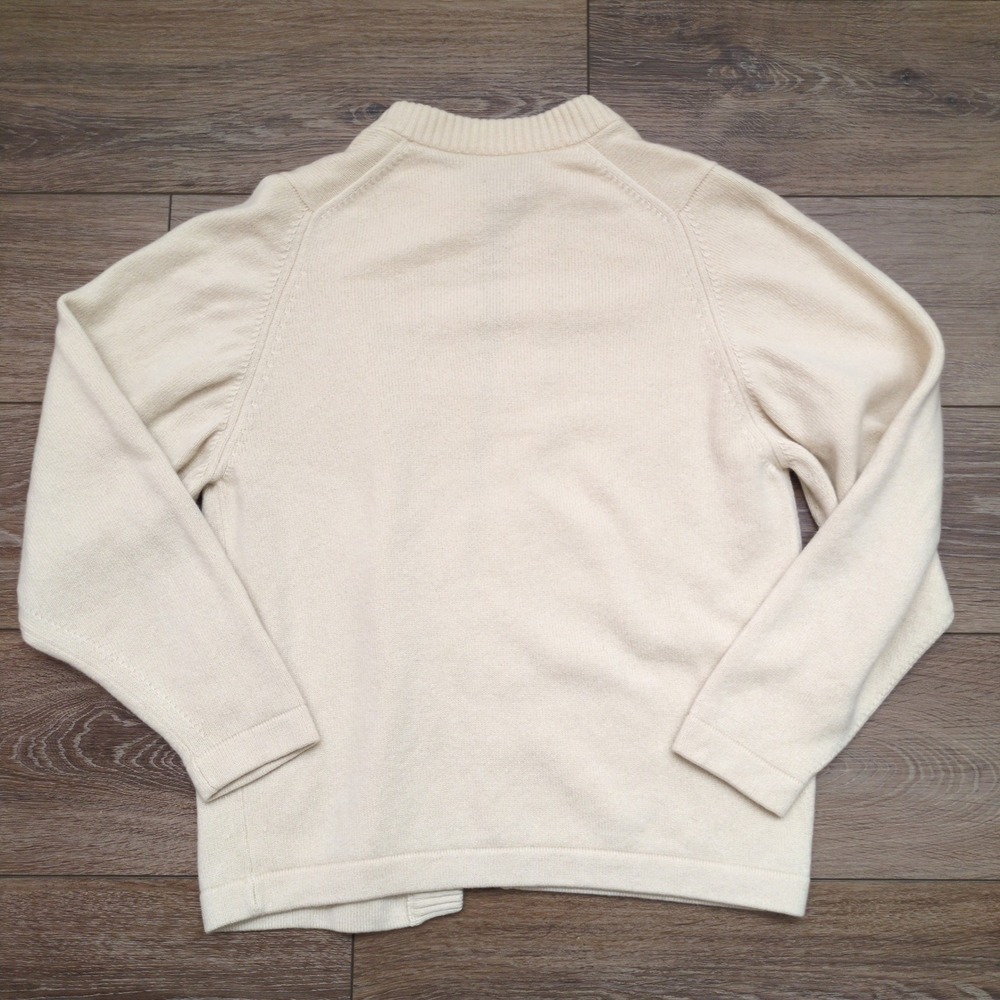 Vtg Ballantyne Cardigan Cream White 100% Cashmere Thick Scotland Open Front M - Picture 3 of 8